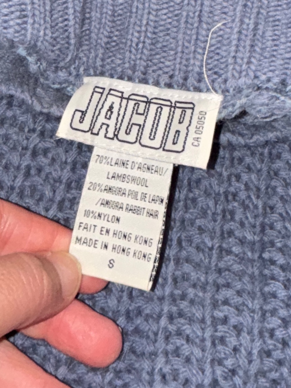 Jacob vintage Chunky Knit Turtleneck Sweater – Blue Grey – Size S - Picture 2 of 10